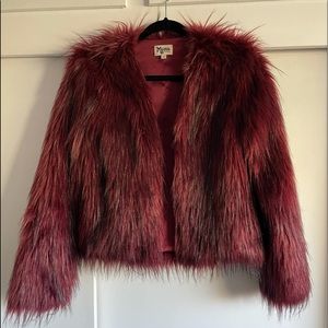 SHOW ME YOUR MUMU Burgandy/Dark Red Faux Fur Jacket